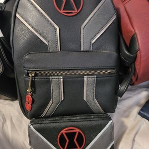 Bioworld black widow minibackpack and wallet